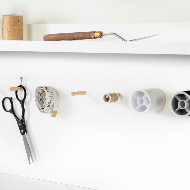 White Wood Craft Desk with Hutch and Filing Cabinet