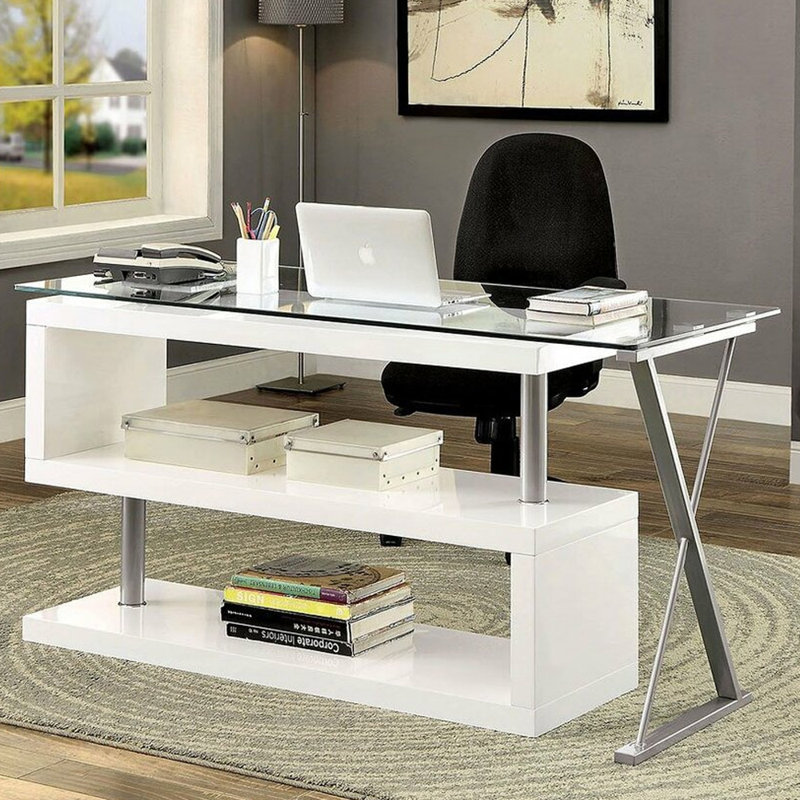 Bureau en forme de l Lindel, Blanc