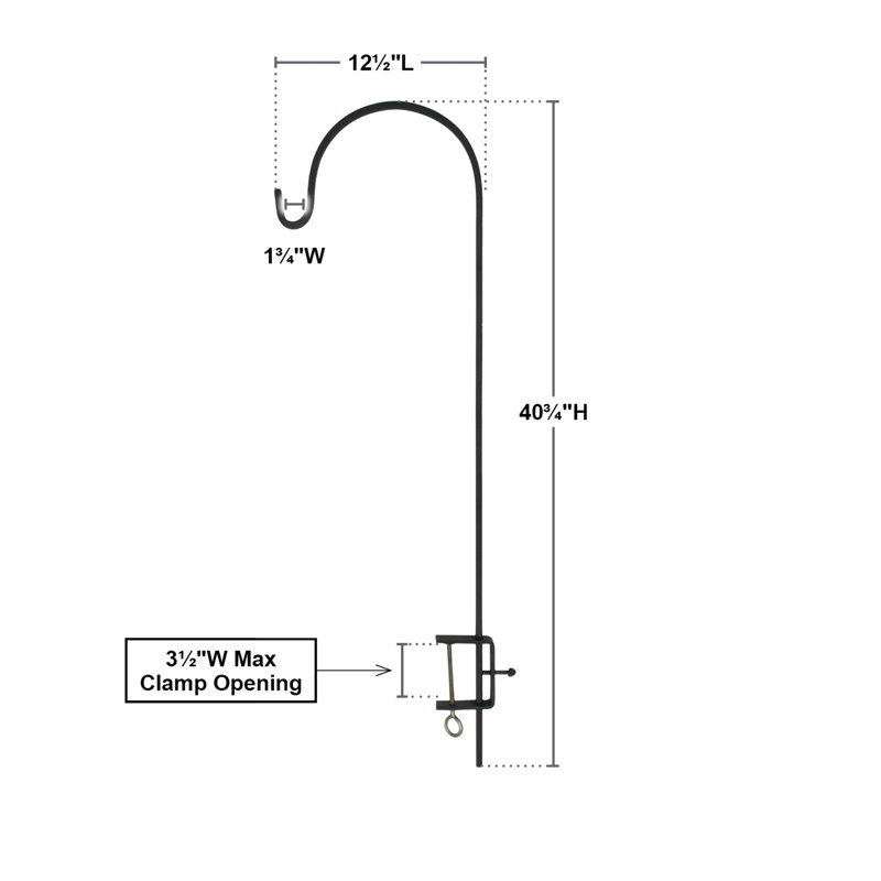 Adjustable Black Metal Deck Rail Shepherd's Hook