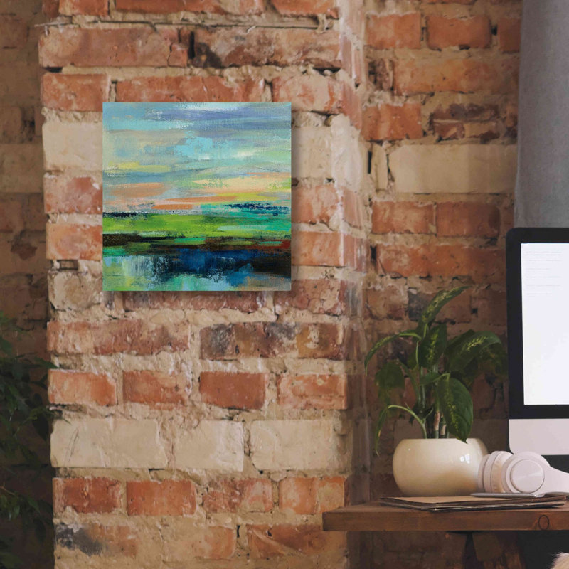 «Delmar Sunset II» par Silvia Vassileva, peinture sur toile tendue, H 12 po x l 12 po x P 0,75 po