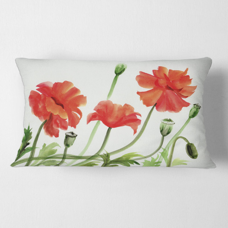 Vintage Red Poppies III - coussin traditionnel imprimé