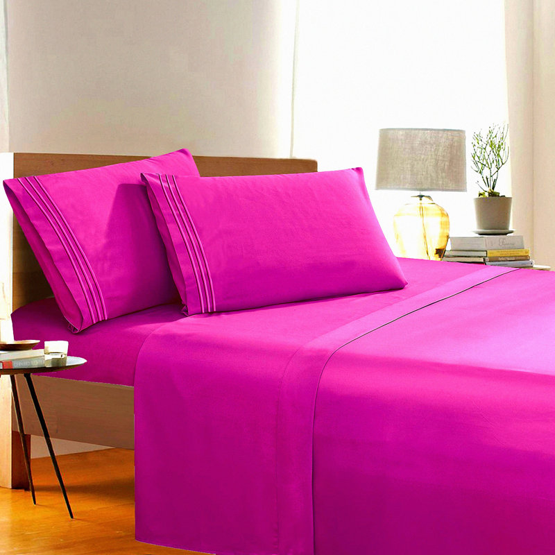 UltraLux 1500 Thread Count Wrinkle & Fade Resistant 5-Piece Bed Sheet Set - Split Size Pionate Pink - Soft & Luxurious - Quality Sheets