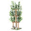 Arbre à chat 60,6 po à 3 niveaux avec fausses feuilles vertes, grande tour pour chat avec poteaux à griffer en sisal, maisonnette d'intérieur pour chat et grands chats