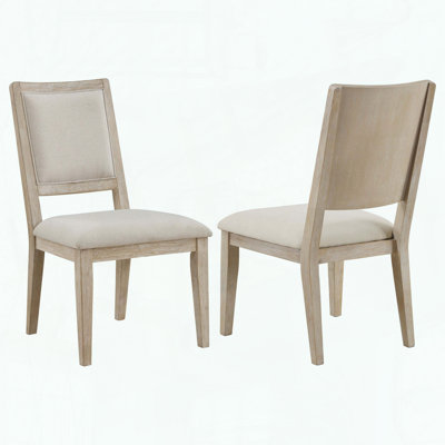 Ensemble de 2 chaises d'appoint de salle à manger blanches délavées - tissu beige - maison de campagne moderne