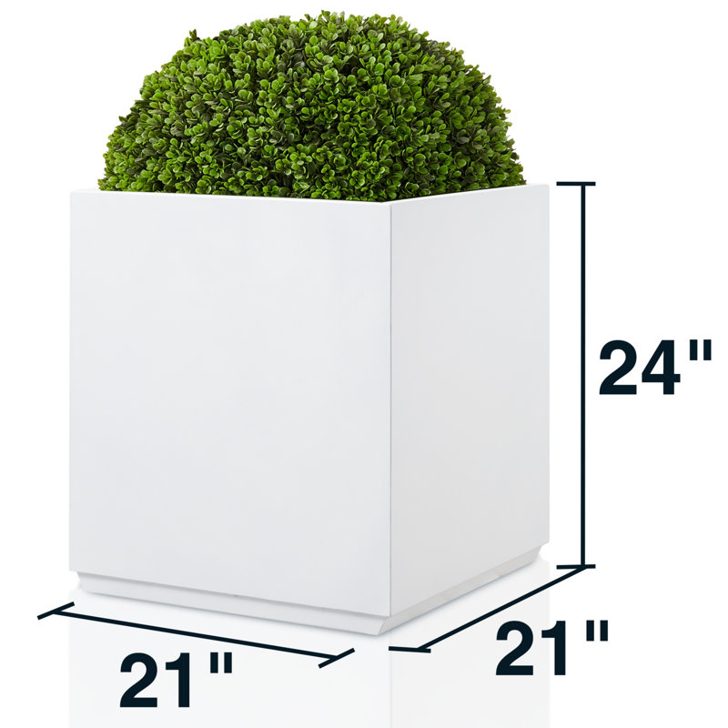 Metal Planter Box, 24" H x 21" W x 21" D, White