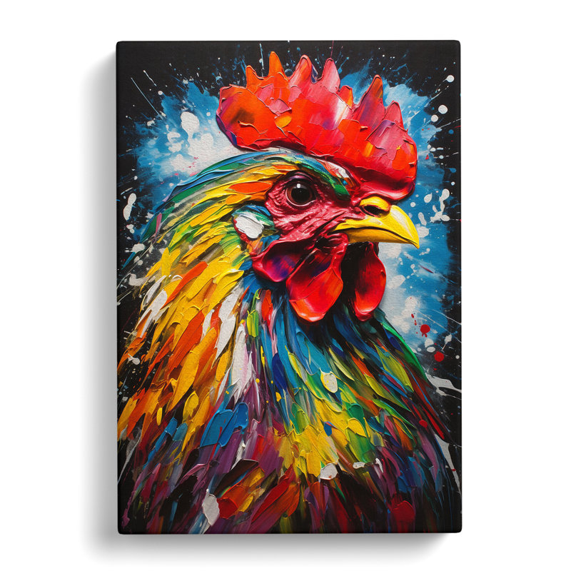 Rooster Action No.2 - No Frame Print, 76cm H x 50cm W x 3cm D