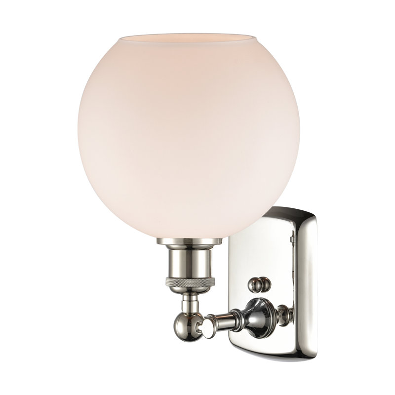 Applique murale 1 lumière 8 po Shauna 8 po, Blanc mat, DEL, Nickel poli