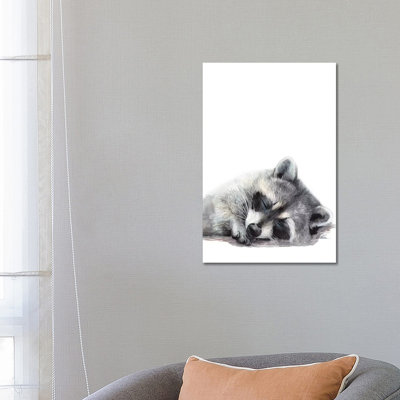 Woodland Sleeping Raccoon by Watercolor Luv - Wrapped Canvas Gallery-Wrapped Canvas Giclée