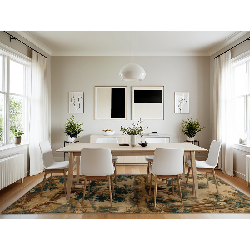 Tapis brun français lavable à la machine, Rectangle 7 pi x 10 pi