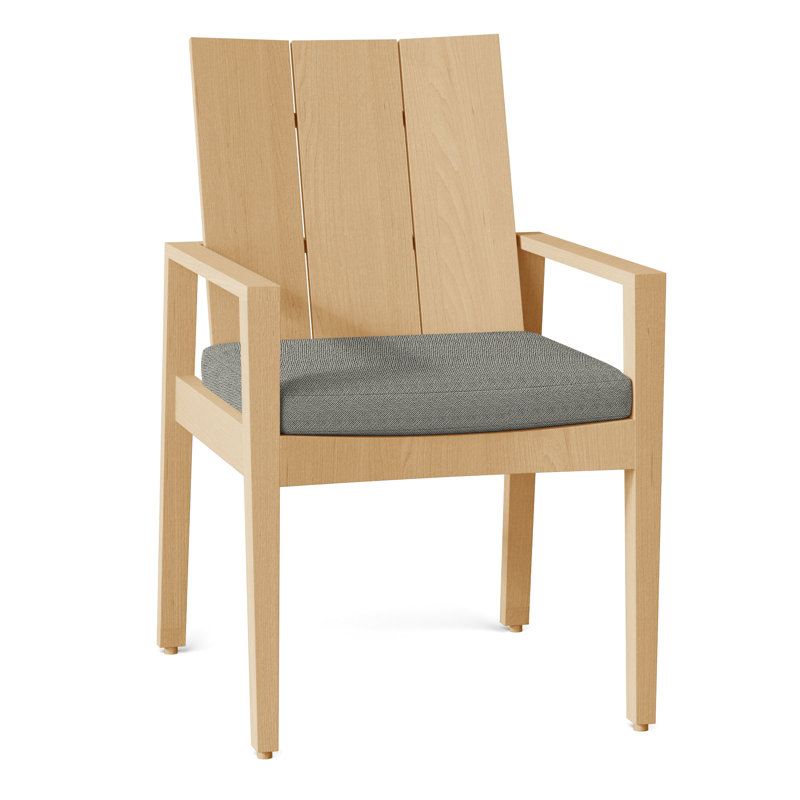 Chaise avec accoudoirs en teck Ashland - teck naturel, Pas de soudure, Sunbrella® ‑ Cabana à rayures minuit, Teck naturel