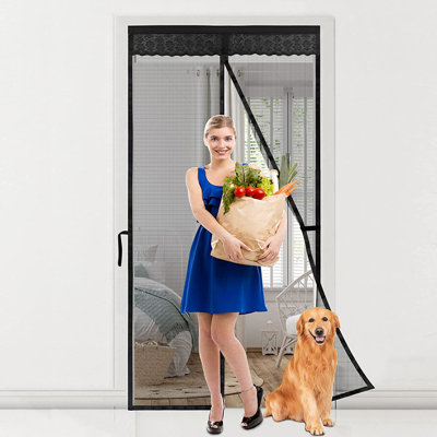 Magnetic Screen Door 39" X 83" Innhom Screen Doors With 36 Magnets, Door Screen Magnetic Closure, Fibreglass Heavy Duty Mesh Screen Door With Magnets, Fits Door Up To 38" X 82" Black