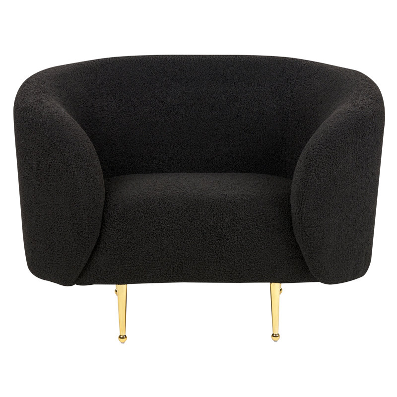 Jenkin Upholstered Barrel Chair, Black, Gold