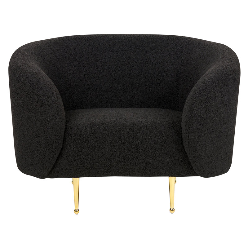 Jenkin Upholstered Barrel Chair, Black, Gold