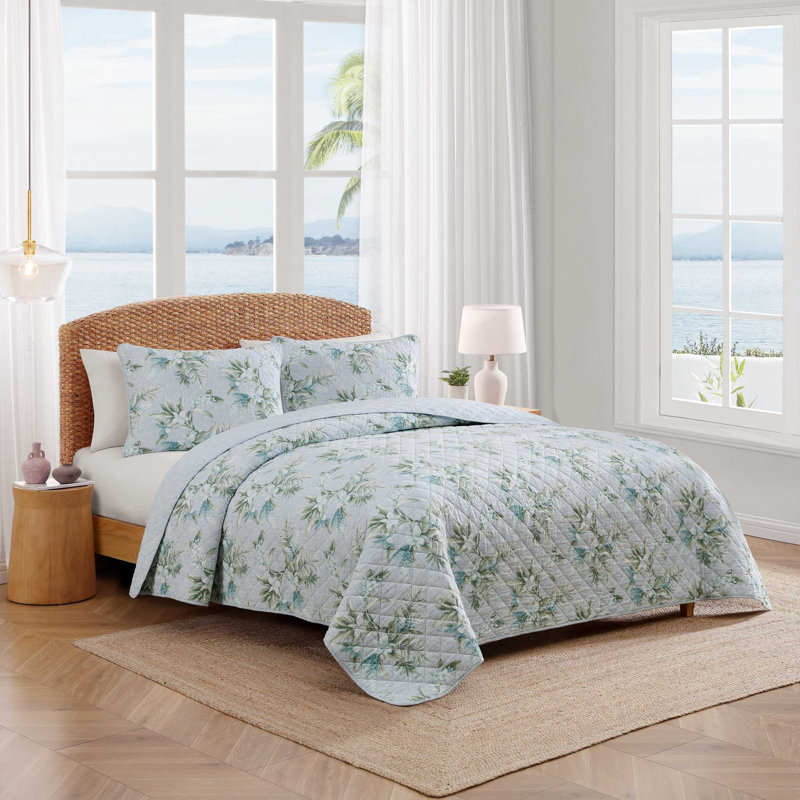 Ensemble de courtepointe réversible en coton Tommy Bahama, Courtepointe très grand et 2 très grandes taies 