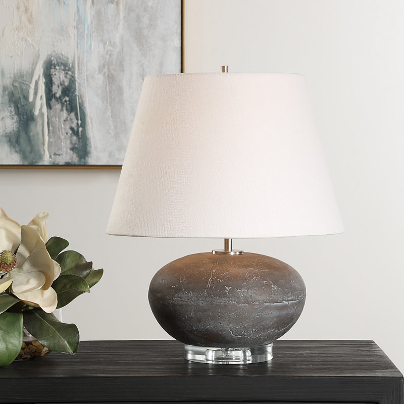 Saiyam Gray Stone Table Lamp