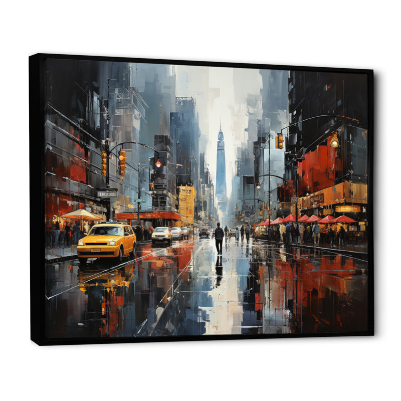 Cityscape Collage VI - Print, Black Floater Framed, 34" H x 44" W x 1.5" D