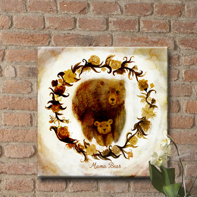 « maman bear », art sur toile, 12" H x 12" L x 0.75" D