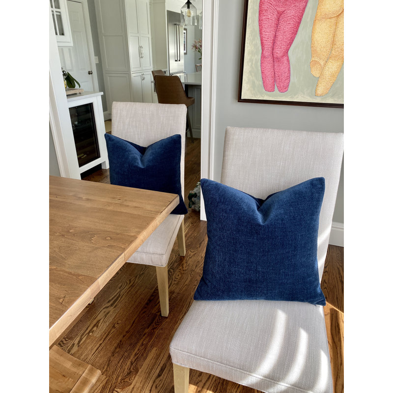 Housse de coussin en velours uni, 22 po x 22 po, Bleu marine