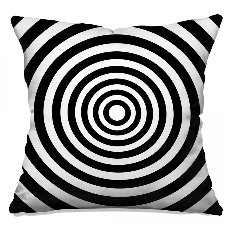 Coussins décoratifs noirs et blancs à cercles concentriques, 20 x 20 inches