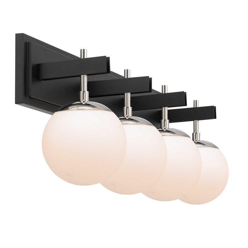 Éclairage pour salle de bain 4 lumières Allie, noir / nickel poli, Noir/nickel poli