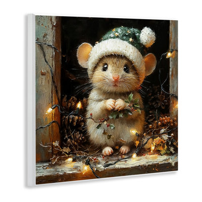 Plaque de souris de grange avec lumières de Noël, conception de Riley B