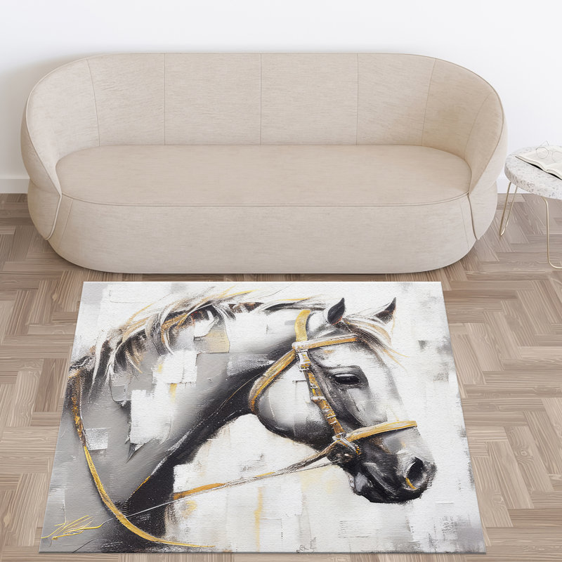 Non-Woven Soft Printed Rug with Intricate Floral Design Perfect for Adding Warmth and Elegance to Any Room, Square 3'3"