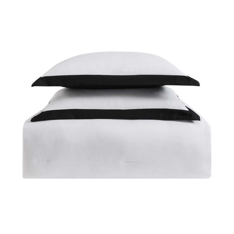 Everyday Modern & Contemporary Box Stitch Comforter, Black, King Comforter + 6 Additional Pieces