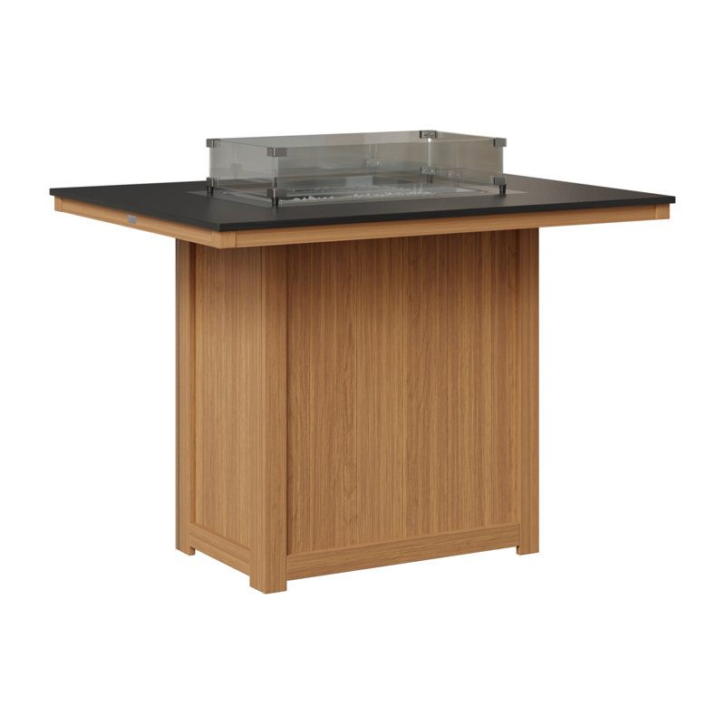 Foyer de table berlinois Donoma, H 39 po x l 41 po x P 54 po, Plateau martelé noir avec base en teck naturel