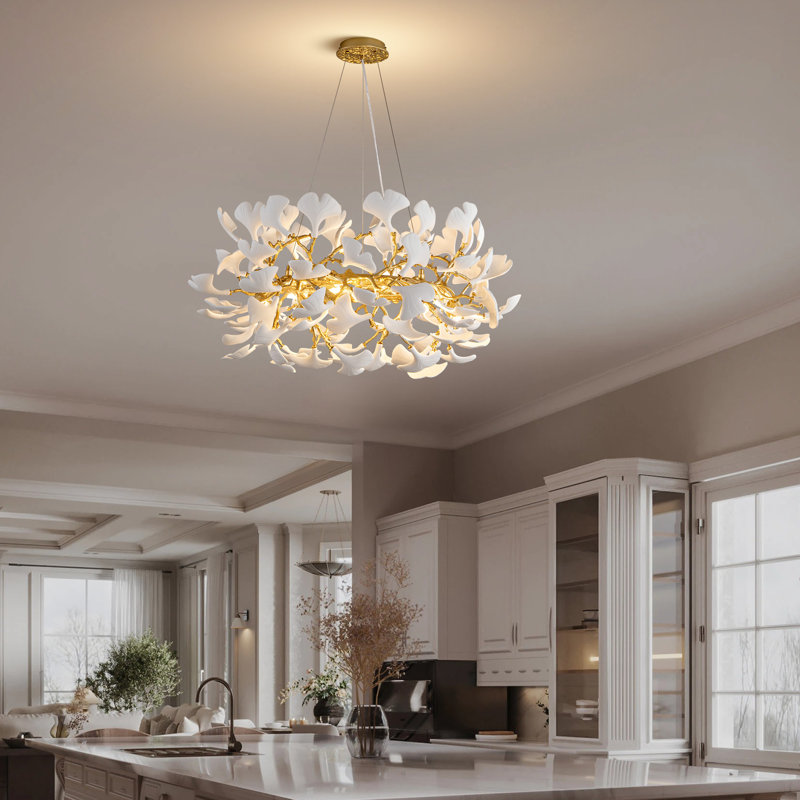 Ceramic Leaf Chandeliers Branch Chandelier Brass Hanging Lights Fixtures For Dining Room Living Room Kitchen Island