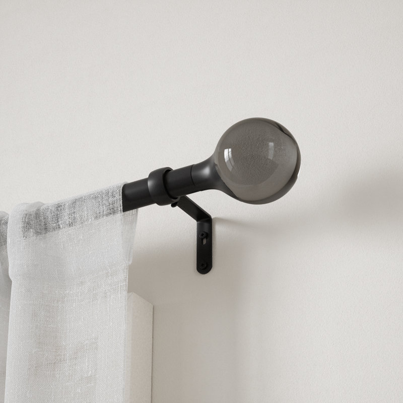 Matte Black Adjustable Steel Single Curtain Rod