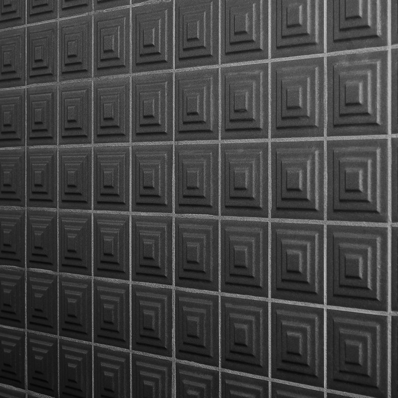 Kinzie Pyramid 8X16 3D Matte Ceramic Tile, Charcoal