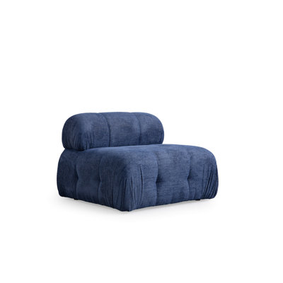 Stylish 1-Seat Sofa, Night Blue, 37.4 x 37.4 x 29.5 inches | Durable Beech Wood & Chipboard Frame, Soft 100% Polyester Fabric | Includes Pillows, Comfortable 28 DNS Foam & 24 DNS Feather Backrest | Modern Design with Black Plastic Legs