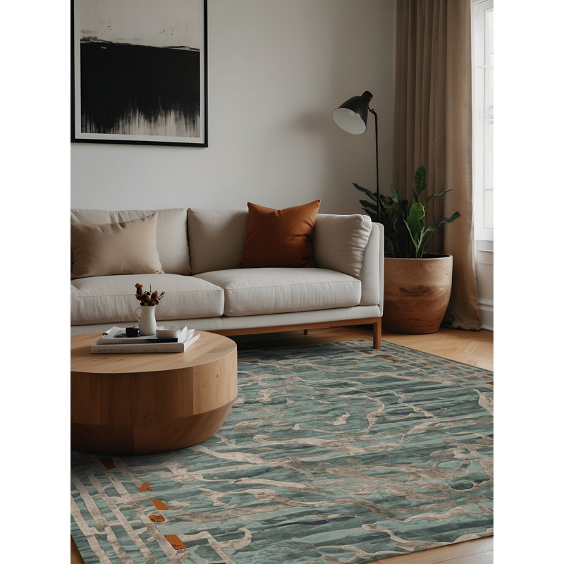 Machine Washable Brown Area Rug, Square 4'