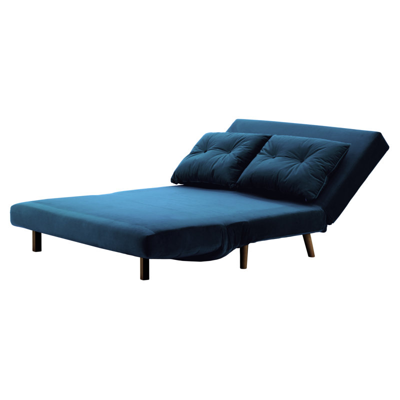 Donald 2 Seater Sofa Bed,  78cm H X 120cm W X 90cm D, Dark Oak, Dark Blue