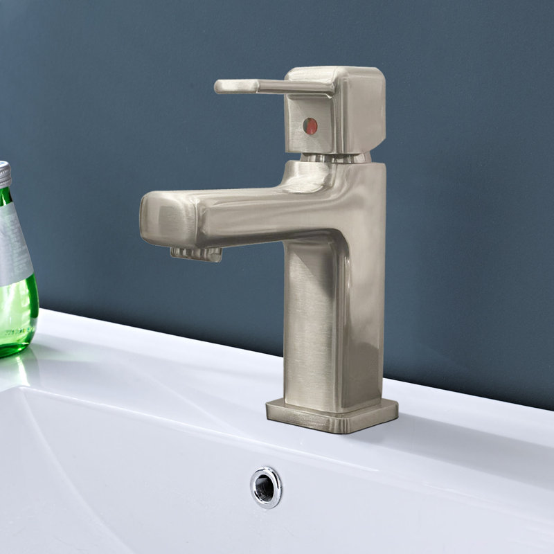 Robinet de salle de bain monocorps à poignée simple en nickel brossé