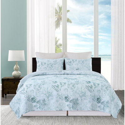 Cerulean Breeze Cotton Coastal Quilt Set