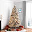 Arbres de Noël floqués de 7,5 pi avec lumières claires, cadre en acier vert pour une maison confortable