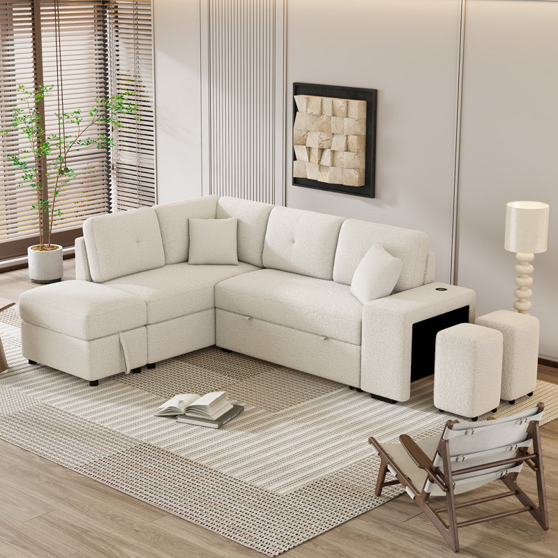Hokku Designs Convertible Sleeper, Sectional Pull Out Sofa Bed With ...