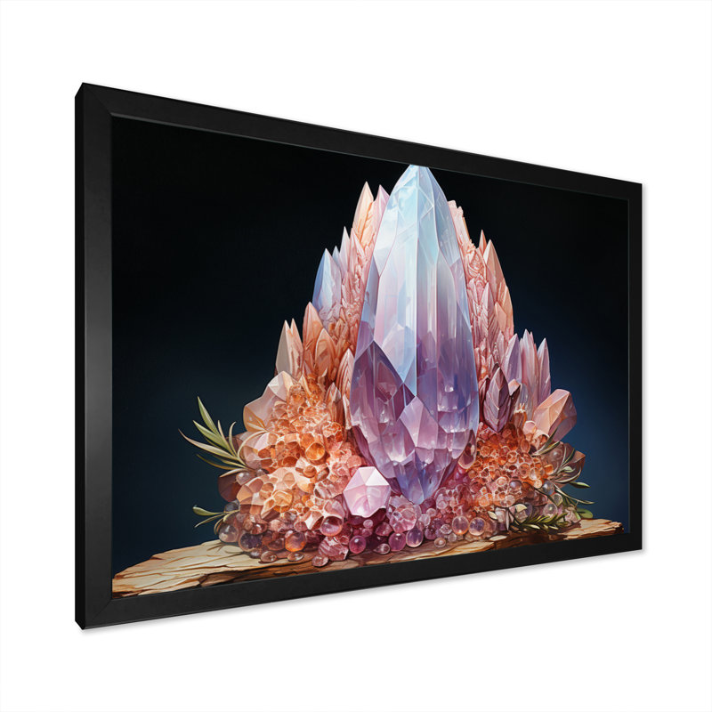 Pierre de lune mauve spirituelle mauve sur toile, H 24 po x l 32 po x P 1 po, Cadre simple noir