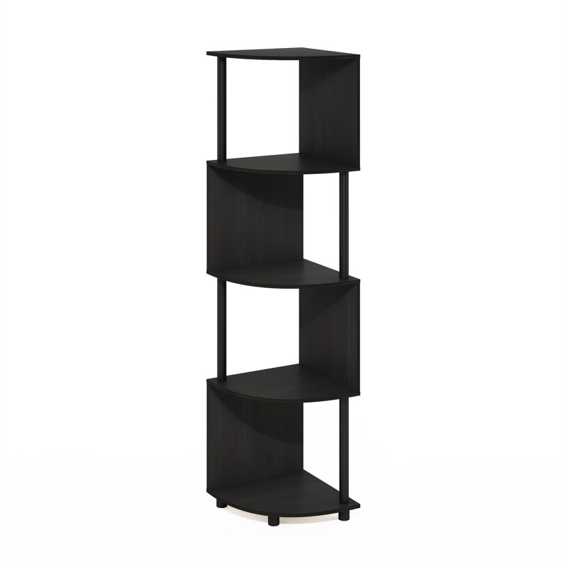 Sharee 4-Tier Zigzag Corner Shelf Bookcase, Bookshelf, Espresso/Black