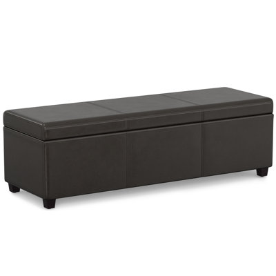 Avalon 54"W Upholstered Vegan Leather Contemporary Rectangular Lift-Top Storage Ottoman Bench with Hidden Storage by Simpli Home