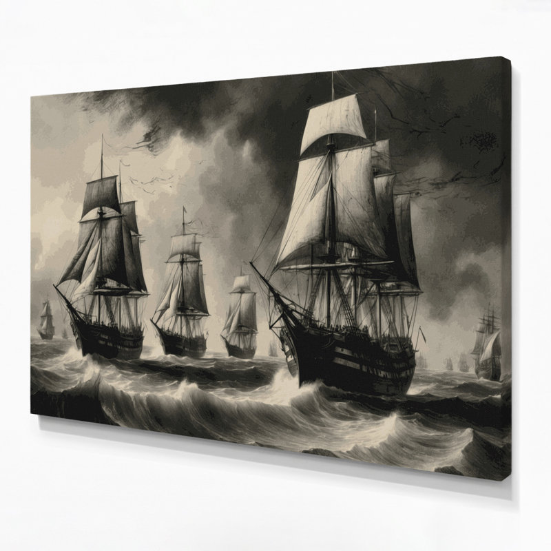 Art nautique sur toile brun gris nautique, H 11 po x l 14 po