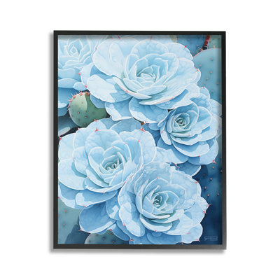 Bd-212_FG " Detailed Blue Succulents Single Picture Frame " by RB on Canvas