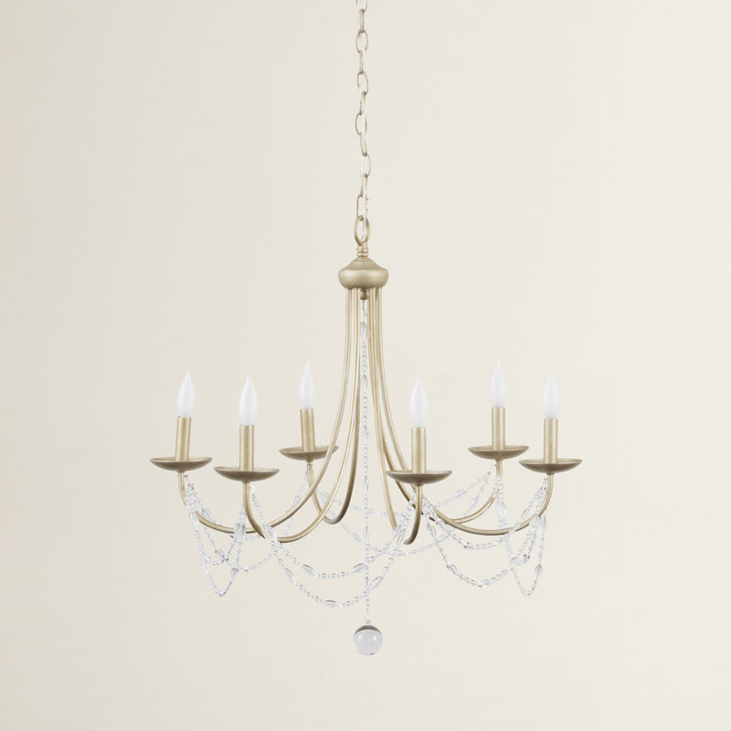 Lustre à six lumières de style chandelle Mbagaya, Aura dorée