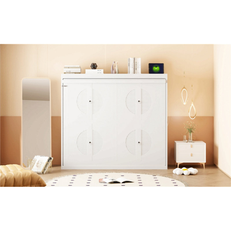 Lit escamotable mural Murphy, Lit double, Blanc