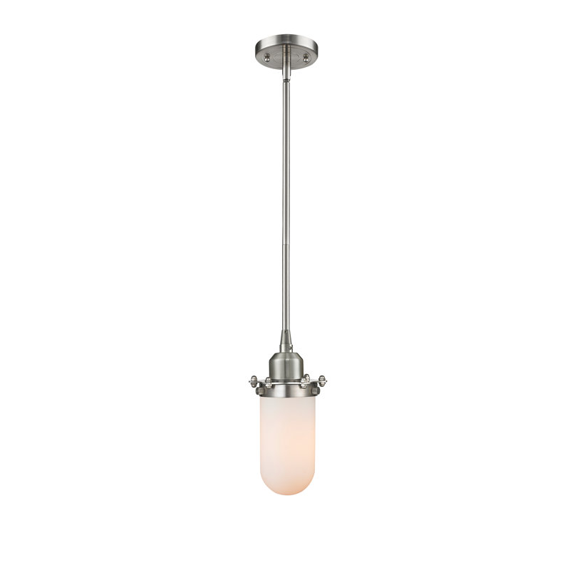 Calixta 1 - Light Single Pendant, Brushed Satin Nickel, 40" H x 6" W x 6" D, White