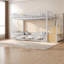 Lits simples peu encombrants avec échelle de rangement, structure en métal, style maison moderne