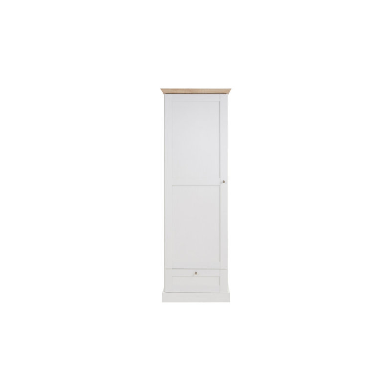 Rawls 1 Door Manufactured Wood Wardrobe, White and Oak