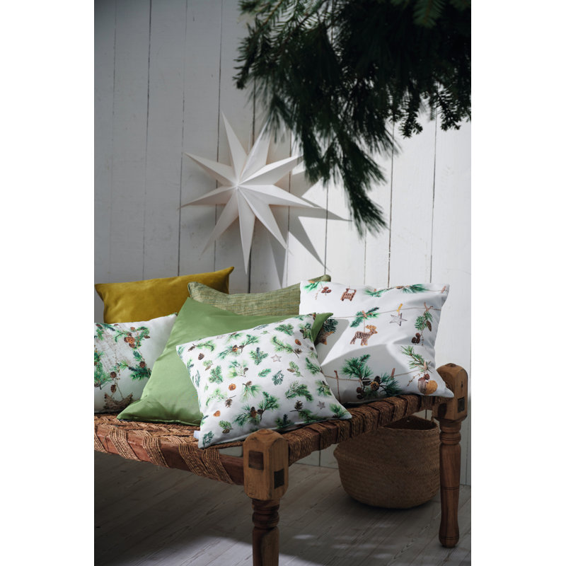 Square Throw Cushion Cover, 48 cm x 48 cm, White, Polyester
