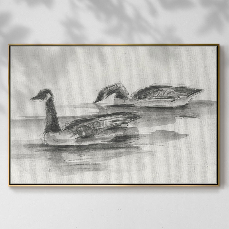 " Geese Study II ", 25" H x 37" W x 2" D, Gold